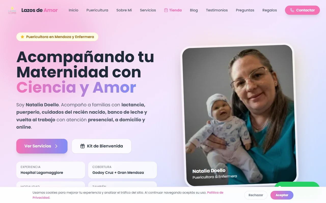 Captura del sitio Lazos de Amor